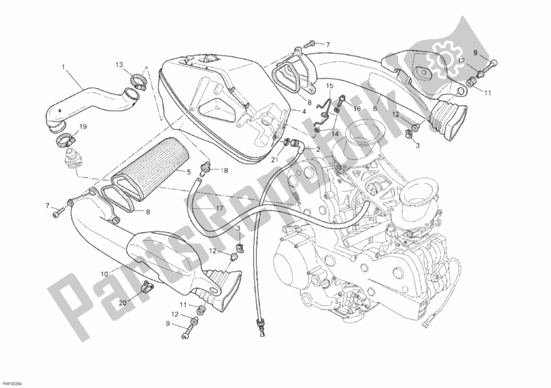 All parts for the Intake of the Ducati Superbike 848 EVO USA 2011